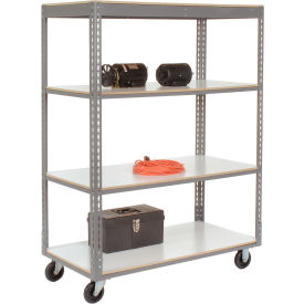 Global Industrial™ Boltless Shelf Truck w/4 Shelves & Poly Casters, 48"L x 24"W x 65"H, Gray