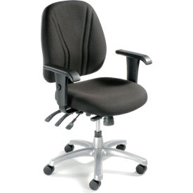 Interion® Multifunction Chair With Mid Back Adjustable Arms Fabric Black Seat/Silver Base