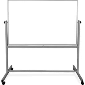 Global Industrial™ Mobile Reversible Whiteboard With Silver Frame 96""W x 48""H