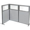 Interion® Freestanding 3-Panel Corner Room Divider w/Partial Window 36-1/4""W x 60""H Panels Gray