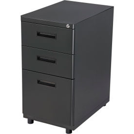 Interion® Pedestal Box File Cabinet 3 Drawers 16""W x 20""D x 29""H Charcoal