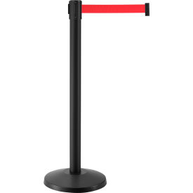 Global Industrial™ Retractable Belt Barrier 40"" Black Post 7-1/2' Red Belt Pack Of 2