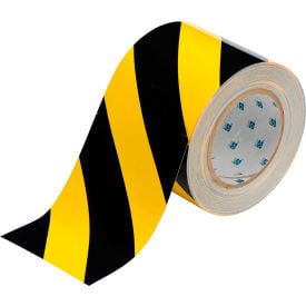Brady® 104377 ToughStripe Floor Marking Tape Polyester 4""W X 100'L Black/Yellow