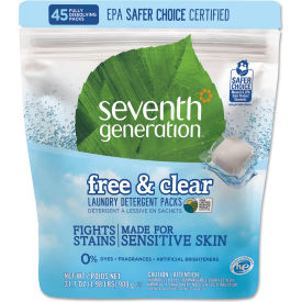 Natural Laundry Detergent Packs Powder Unscented 45 Packets/Pack 8/Case