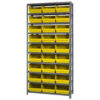 Quantum 1875-208 Steel Shelving With 36 6""H Shelf Bins Yellow 36x18x75-10 Shelves