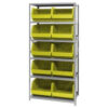 Quantum QSBU-270 Steel Shelving With 10 Giant Stacking Bins Yellow 18x36x75