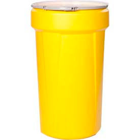 Eagle 55 Gal. Yellow Plastic Open-Head Tapered Lab Pack Drum 1655M - Metal Lever-Lock Ring