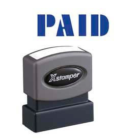 Xstamper® Pre-Inked Message Stamp PAID 1-5/8"" x 1/2"" Blue