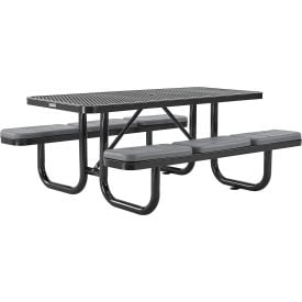 Global Industrial™ 6' Rectangular Picnic Table w/ Seat Cushions Expanded Metal Black