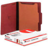 Universal® Pressboard Classification Folder Letter Four-Section Red 10/Box