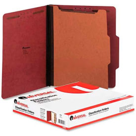 Universal® Pressboard Classification Folder Letter Four-Section Red 10/Box