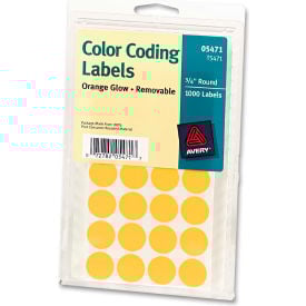 Avery® Print or Write Removable Color-Coding Labels 3/4"" Dia Neon Orange 1008/Pack
