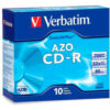 Verbatim® CD-R Discs 94935 52X 700MB/80Min Branded Slim Case 10/Pk