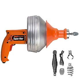 General Wire SV-A-WC Super-Vee Drain Cleaning Machine W/ 25' x 1/4"" & 25' x 3/8"" Cables & Cutter Set