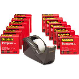 Scotch® Transparent Tape Dispenser Value Pack 1"" Core Black 12/Pack