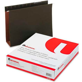 Universal® 3"" Box Bottom Pressboard Hanging Folder Letter Standard Green 25/Box
