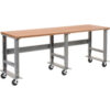 Global Industrial™ Extra Long Mobile Workbench 96x36"" Adjustable Height Shop Top Square Edge