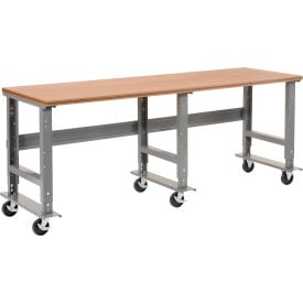 Global Industrial™ Extra Long Mobile Workbench 96x36"" Adjustable Height Shop Top Square Edge