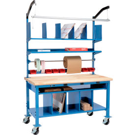 Global Industrial™ Complete Mobile Packing Workbench W/Power Maple Safety Edge 72""W x 36""D