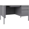 Lorell Fortress Steel Teachers Desk - 48"" x 30"" - White/Platinum