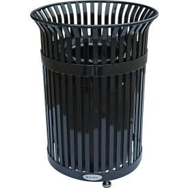 Global Industrial™ Outdoor Extra Heavy-Duty Slatted Steel Trash Can 36 Gallon 39""H Black