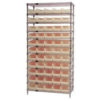Global Industrial™ Chrome Wire Shelving with 55 4""H Plastic Shelf Bins Stone 36x24x74