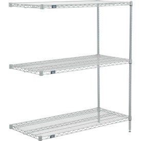 Nexel® 3 Shelf, Poly-Z-Brite® Wire Shelving Unit, Add On, 48"W x 14"D x 54"H