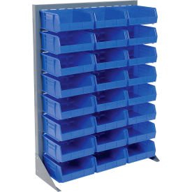 Global Industrial™ Singled Sided Louvered Bin Rack w/ 24(G) Blue Bins 36""W x 15""D x 50""H