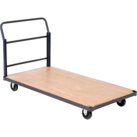 Global Industrial™ Steel Bound Wood Deck Platform Truck 48x24 1000 Lb. Capacity 5"" Poly Casters