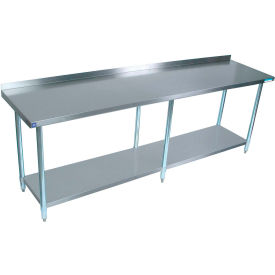 BK Resources 430 Stainless Steel Table 96 x 24"" Undershelf 1-1/2"" Backsplash 18 Gauge