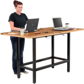 Interion® Standing Height Table with Power 72""L x 36""W Natural