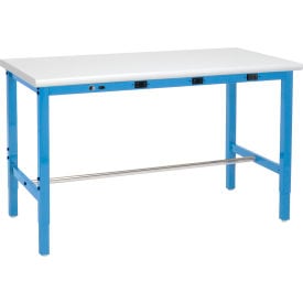 Global Industrial™ 48 x 30 Adjustable Height Workbench - Power Apron Plastic Safety Edge Blue