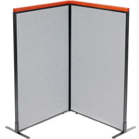 Interion® Deluxe Freestanding 2-Panel Corner Room Divider 36-1/4""W x 61-1/2""H Panels Gray