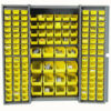 Global Industrial Storage Cabinet w/ 136 Yellow Bins Assembled 365 lbs. Weight 38""W x 24""D x 72""H