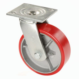 Global Industrial™ Heavy Duty Swivel Plate Caster 5"" Polyurethane Wheel 500 Lb. Capacity