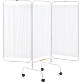 Global Industrial™ Mobile 3-Panel Privacy Screen Vinyl Panels 79-1/2""W x 68""H White