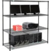 Nexel™ 4-Shelf Wire Computer LAN Workstation 60""W x 24""D x 63""H Black