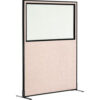 Interion® Freestanding Office Partition Panel with Partial Window 48-1/4""W x 72""H Tan