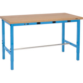 Global Industrial™ 48 x 30 Adjustable Height Workbench - Power Apron Shop Top Safety Edge Blue