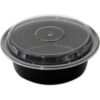VERSAtainer Microwavable Round Containers 32 oz. 7"" Diameter Black/Clear - 150 Pack