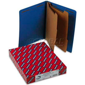 Smead® Pressboard End Tab Classification Folders Letter Six-Section Dark Blue 10/Bx