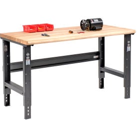 Global Industrial™ Adjustable Height Workbench 60 x 30"" Maple Safety Edge Black