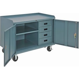 Global Industrial™ Mobile Drawer Workbench Cabinet w/ Steel Square Edge Top 48""W x 26""D Gray