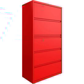 Hirsh Industries® HL1000 Series® 36""W 5 Drawer Lateral File Cabinet Lava Red