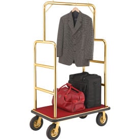 Global Industrial™ Gold Stainless Steel Bellman Cart Straight Uprights 8"" Pneumatic Casters