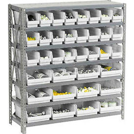 Global Industrial™ Steel Shelving with 48 4""H Plastic Shelf Bins Ivory - 36x18x39-7 Shelves