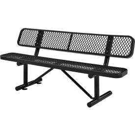Global Industrial™ 6' Outdoor Steel Bench w/ Backrest Expanded Metal Black