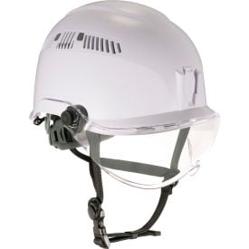 Ergodyne Skullerz 8975V Class C Safety Helmet with Visor Kit Anti-Fog Clear Lens White