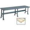 Global Industrial Production Workbench w/ Maple Square Edge Top 120""W x 36""D Gray