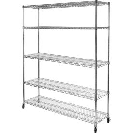 5-Tier UltraZinc Mobile Wire Shelving - NSF Steel - 60""L x 18""W x 75""H - Chrome